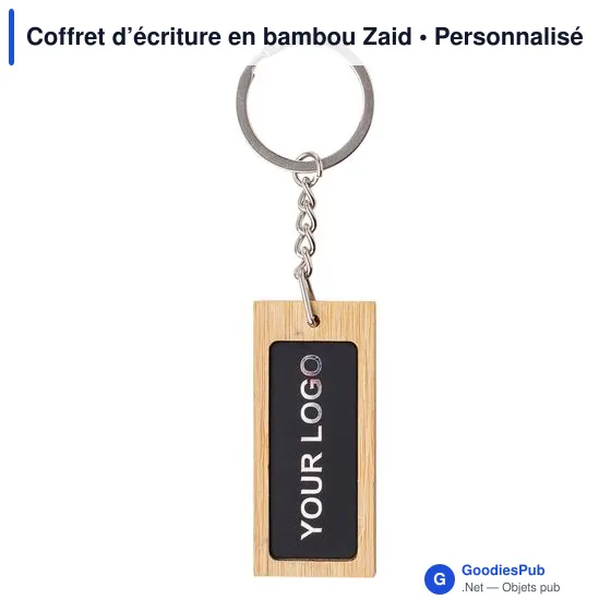 Coffret d'écriture personnalisable en bambou Zaid avec logo - Image 3