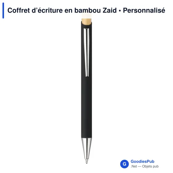 Coffret d'écriture personnalisable en bambou Zaid avec logo - Image 5