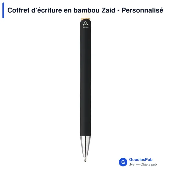 Coffret d'écriture personnalisable en bambou Zaid avec logo - Image 8