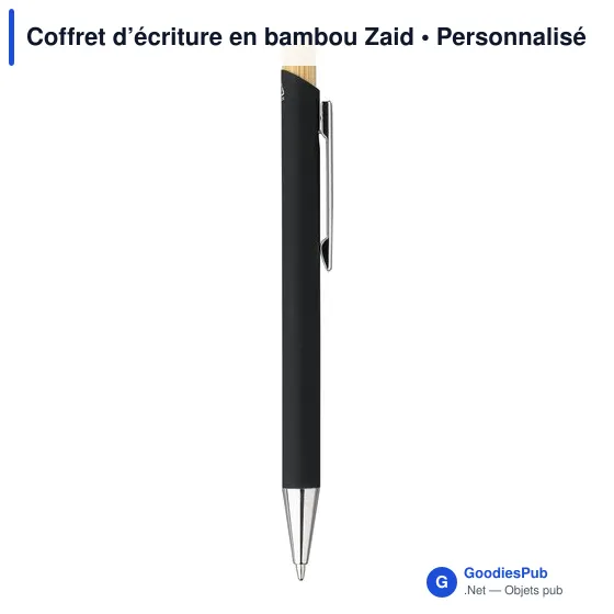 Coffret d'écriture personnalisable en bambou Zaid avec logo - Image 10