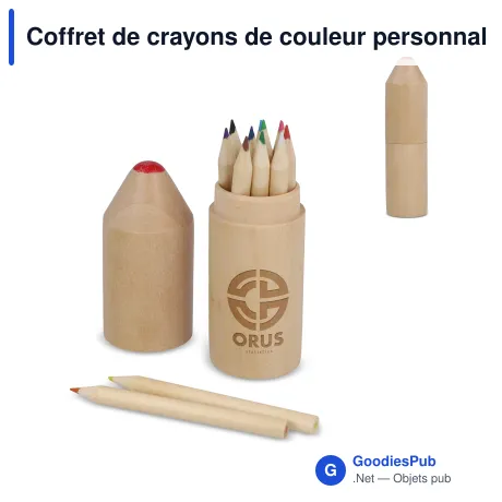 Coffret de crayons de couleur personnalisable en bois avec logo - Premium