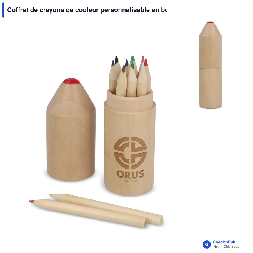 Coffret de crayons de couleur personnalisable en bois avec logo - Premium - Image 1