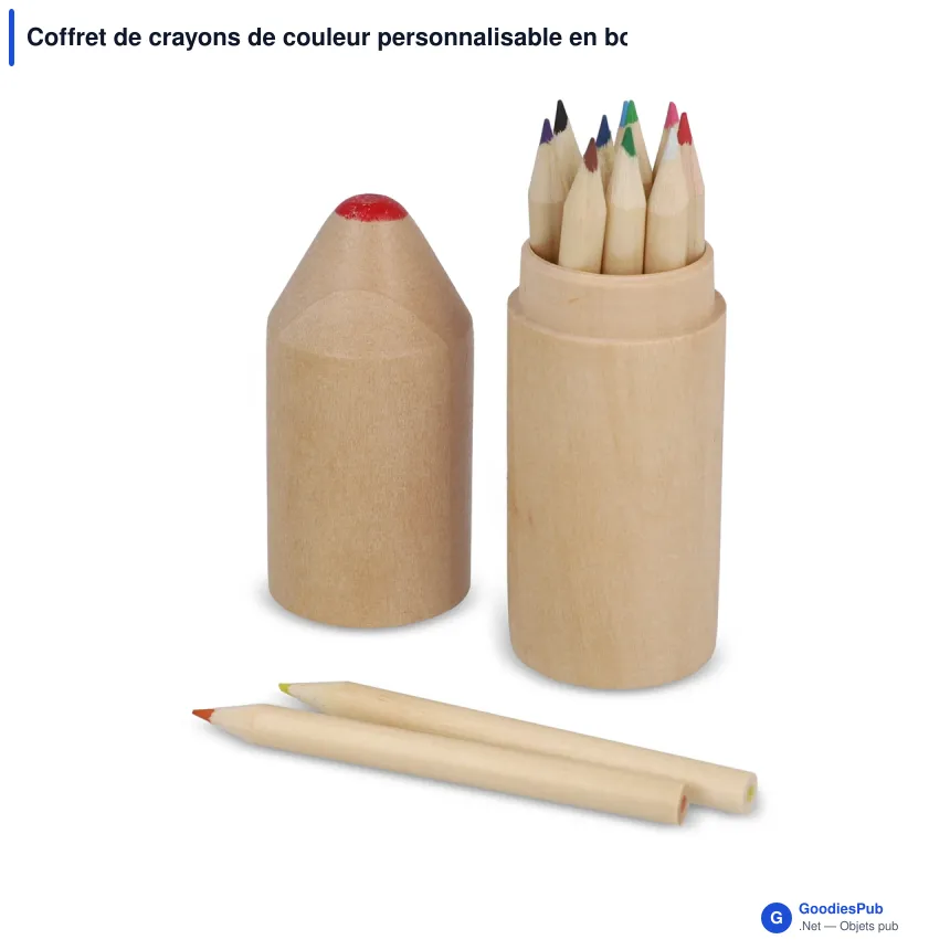 Coffret de crayons de couleur personnalisable en bois avec logo - Premium - Image 2