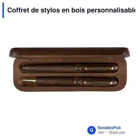 Coffret de stylos en bois personnalisable avec logo - Adelina