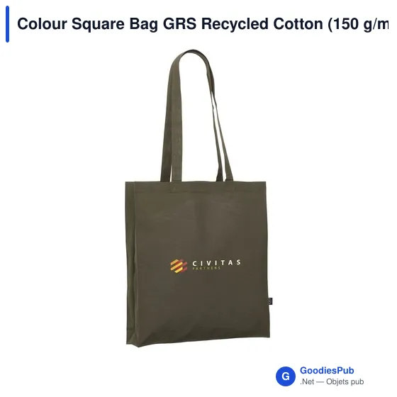 Sac cabas personnalisable en coton recyclé avec logo - Colour Square Bag GRS - Image 2