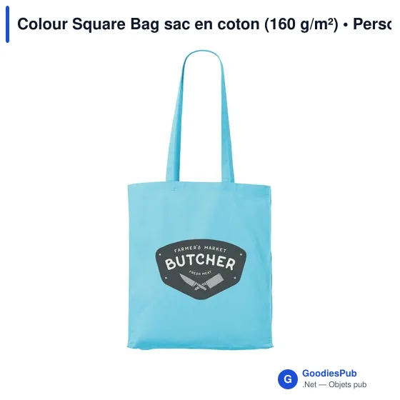 Sac shopping personnalisable en coton avec logo - Colour Square Bag - Image 1