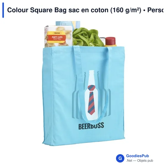 Sac shopping personnalisable en coton avec logo - Colour Square Bag - Image 2