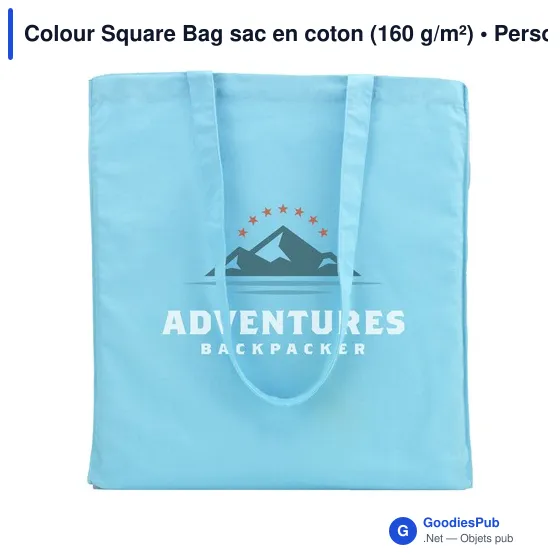 Sac shopping personnalisable en coton avec logo - Colour Square Bag - Image 3