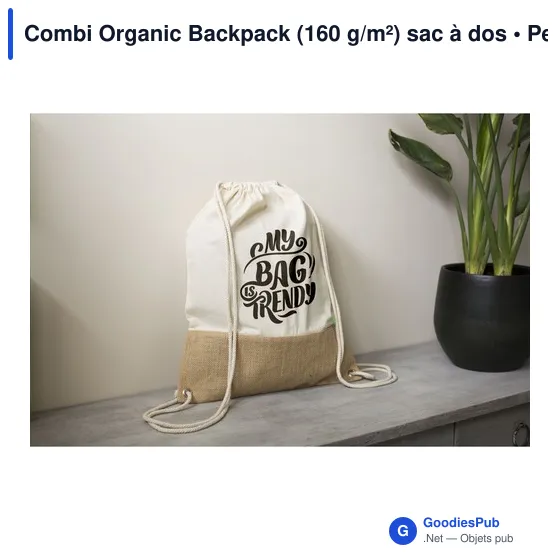 Sac à dos personnalisable Combi Organic Backpack avec logo - Image 2