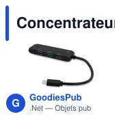 Concentrateur USB et USB-C personnalisable avec logo - Gerard - Miniature 1