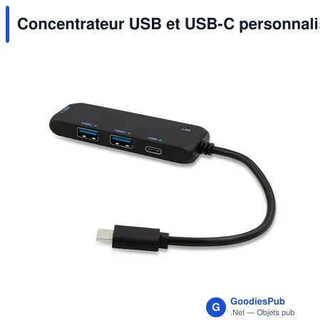 Concentrateur USB et USB-C personnalisable avec logo - Gerard