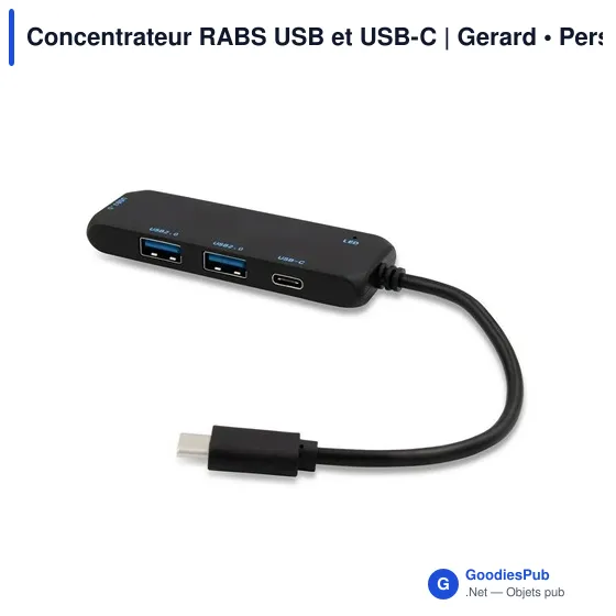 Concentrateur USB et USB-C personnalisable avec logo - Gerard - Image 1