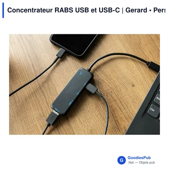 Concentrateur USB et USB-C personnalisable avec logo - Gerard - Image 2
