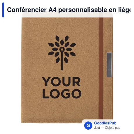 Conférencier A4 personnalisable en liège avec logo - Avani