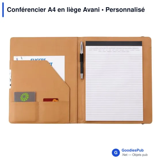Conférencier A4 personnalisable en liège avec logo - Avani - Image 2
