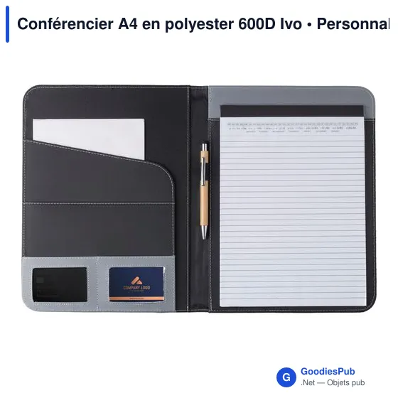 Conférencier A4 personnalisable en polyester 600D avec logo - Image 11