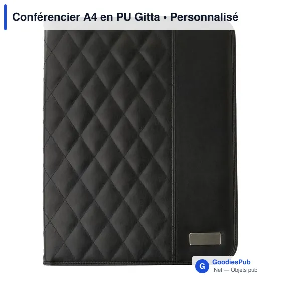 Conférencier A4 personnalisable en PU avec logo - Gitta - Image 1