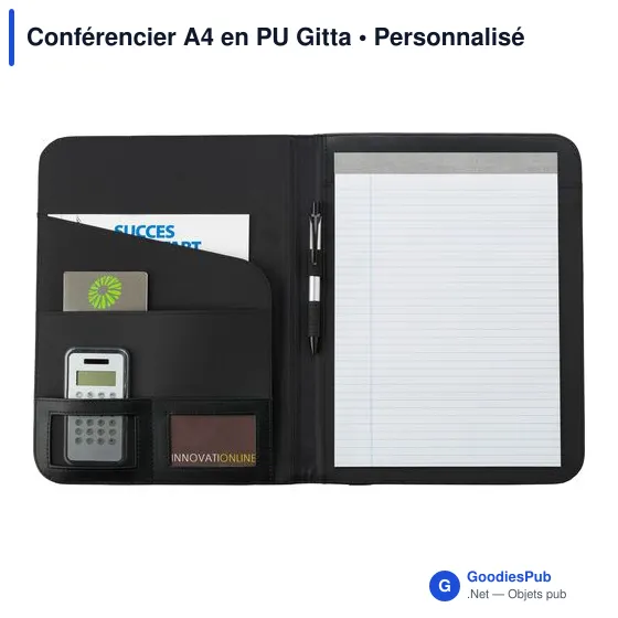 Conférencier A4 personnalisable en PU avec logo - Gitta - Image 2