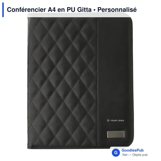 Conférencier A4 personnalisable en PU avec logo - Gitta - Image 3