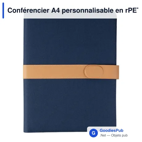 Conférencier A4 personnalisable en rPET et PU avec logo