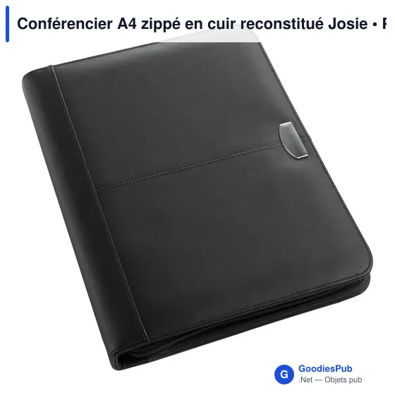 Conférencier A4 zippé personnalisable en cuir reconstitué Josieavec logo - Image 2