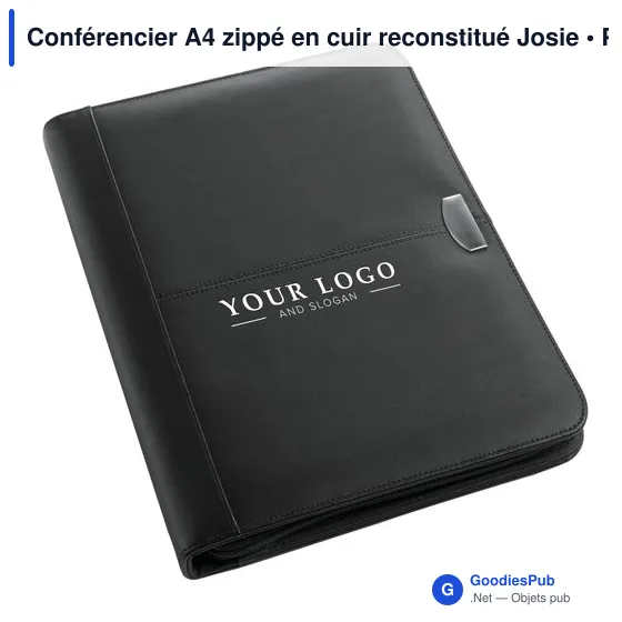 Conférencier A4 zippé personnalisable en cuir reconstitué Josieavec logo - Image 3