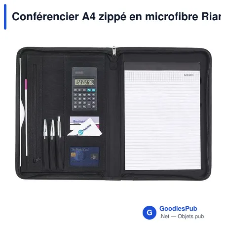 Conférencier A4 zippé en microfibre Rianna