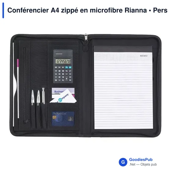 Conférencier A4 zippé en microfibre Rianna - Image 1