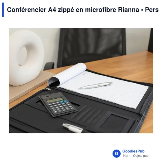 Conférencier A4 zippé en microfibre Rianna - Image 3