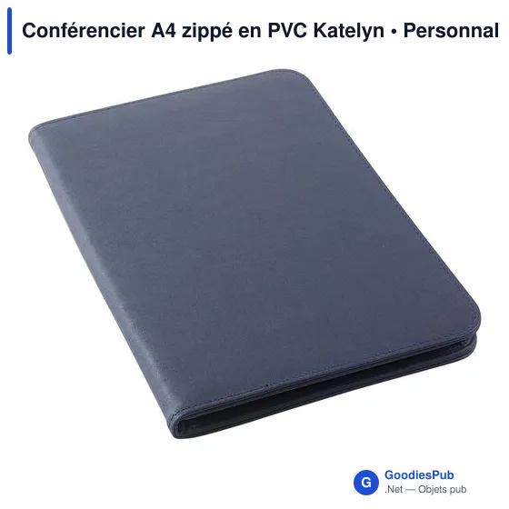 Conférencier A4 zippé personnalisable en PVC avec logo - Image 4