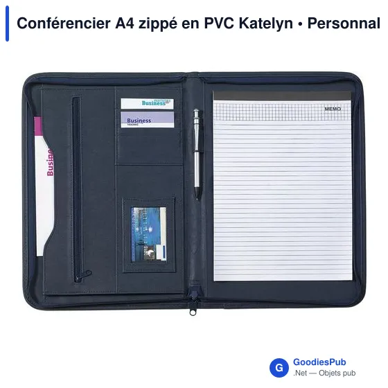 Conférencier A4 zippé personnalisable en PVC avec logo - Image 7