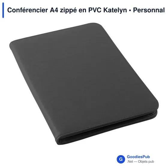 Conférencier A4 zippé personnalisable en PVC avec logo - Image 8