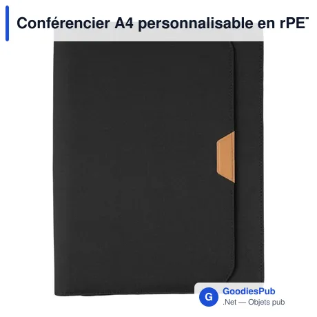 Conférencier A4 personnalisable en rPET avec logo - Jasmin