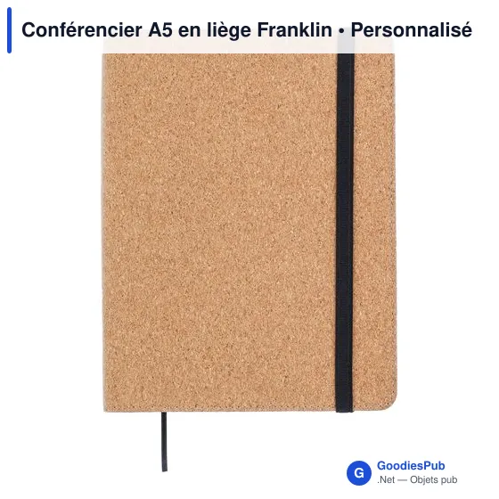 Conférencier A5 personnalisable en liège avec logo - Franklin - Image 1