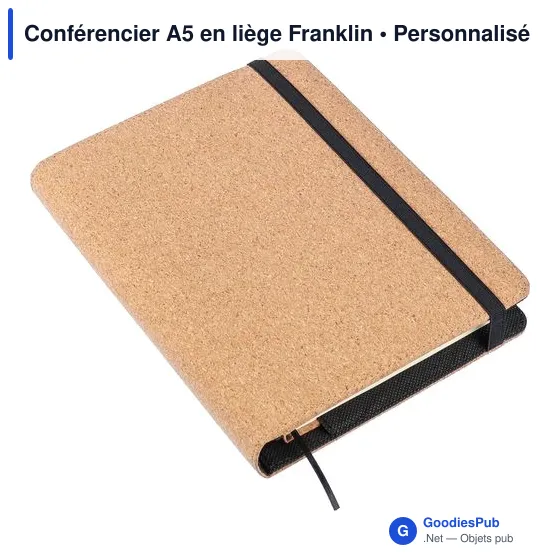 Conférencier A5 personnalisable en liège avec logo - Franklin - Image 3