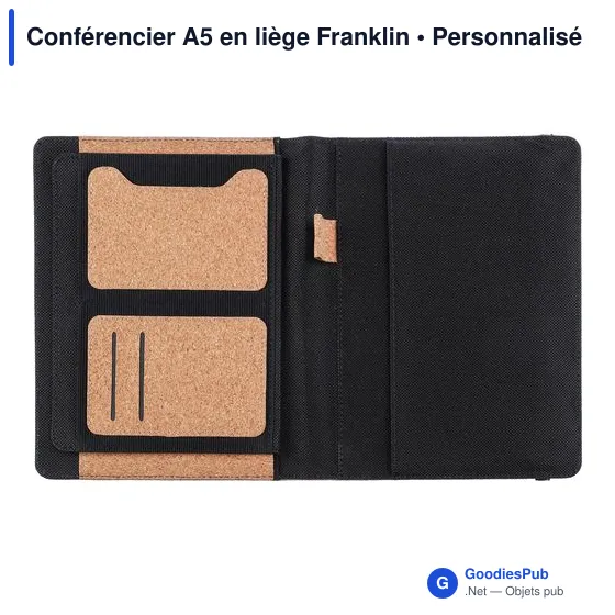 Conférencier A5 personnalisable en liège avec logo - Franklin - Image 6