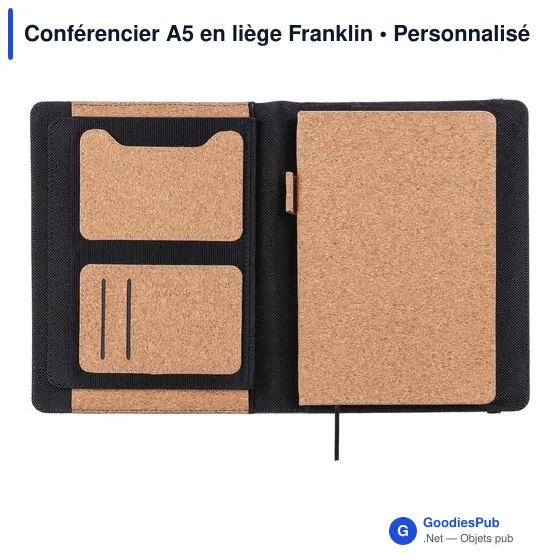 Conférencier A5 personnalisable en liège avec logo - Franklin - Image 7