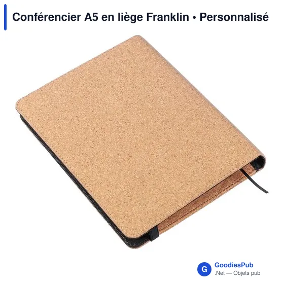 Conférencier A5 personnalisable en liège avec logo - Franklin - Image 8