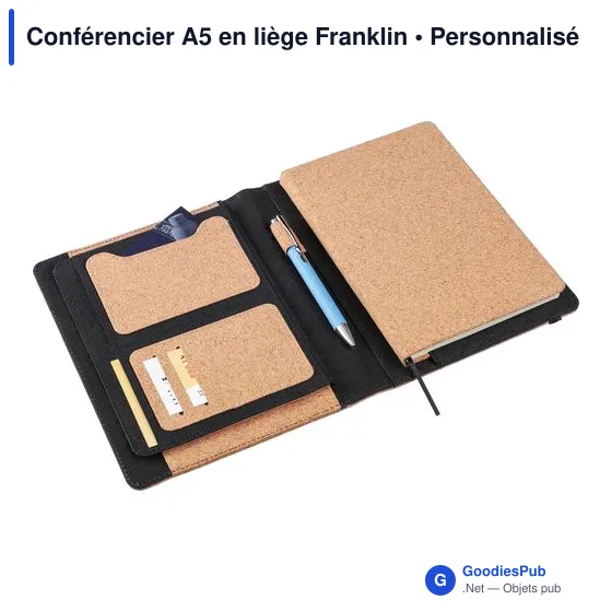 Conférencier A5 personnalisable en liège avec logo - Franklin - Image 9