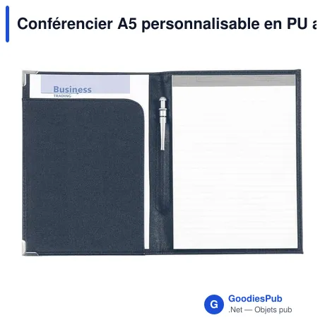 Conférencier A5 personnalisable en PU avec logo - Gia