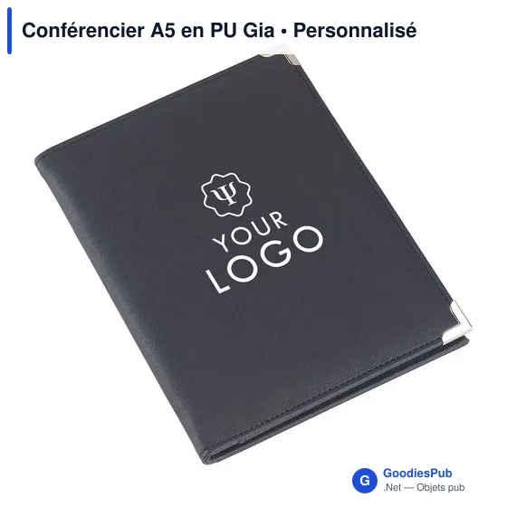 Conférencier A5 personnalisable en PU avec logo - Gia - Image 4