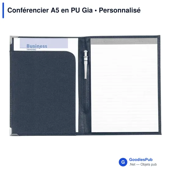 Conférencier A5 personnalisable en PU avec logo - Gia - Image 6