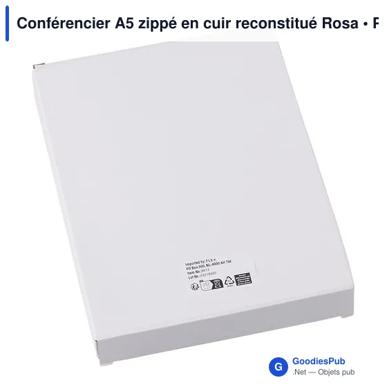 Conférencier A5 zippé personnalisable en cuir reconstitué avec logo - Image 4