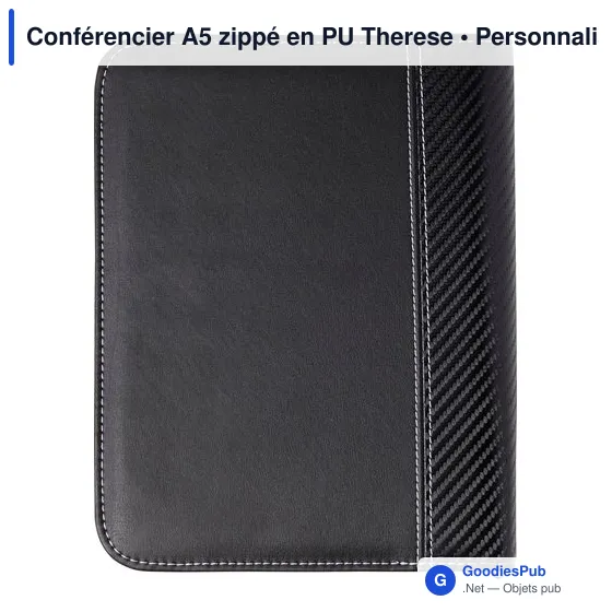 Conférencier A5 zippé personnalisable en PU avec logo - Image 3