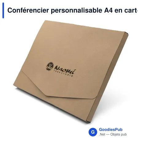 Conférencier personnalisable A4 en carton avec logo - Isabelle