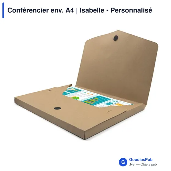 Conférencier personnalisable A4 en carton avec logo - Isabelle - Image 4