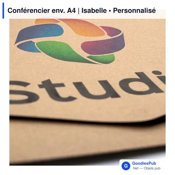 Conférencier personnalisable A4 en carton avec logo - Isabelle - Image 9