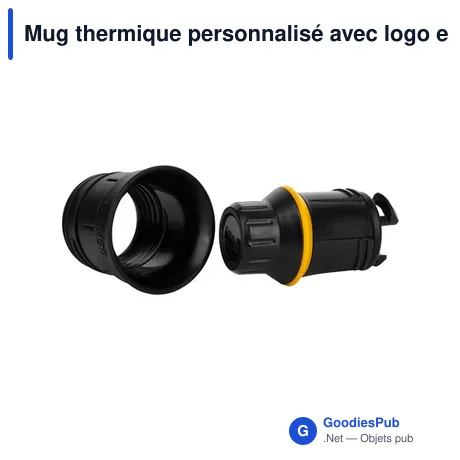 Mug thermique personnalisé avec logo entreprise acier inoxydable noir