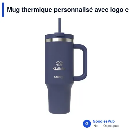 Mug thermique personnalisé avec logo entreprise acier inoxydable indigo