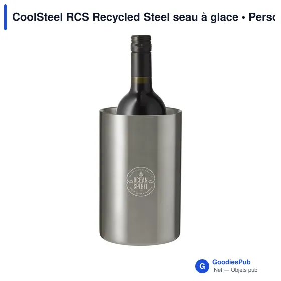 Seau à glace personnalisable en acier inoxydable recyclé - CoolSteel RCSavec logo - Image 2